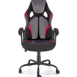 Sedia da gaming ergonomica con supporto lombare in tessuto grigio nero rosso Buzz