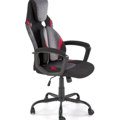 Sedia da gaming ergonomica con supporto lombare in tessuto grigio nero rosso Buzz