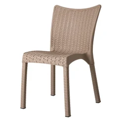 Sedia da giardino esterno bar impilabile polipropilene effetto rattan tortora Rossana