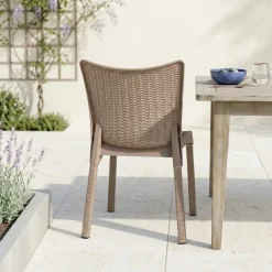 Sedia da giardino esterno bar impilabile polipropilene effetto rattan tortora Rossana