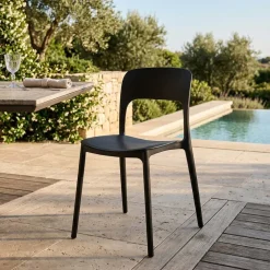 Sedia da giardino esterno bar dehors impilabile polipropilene nera Halyard