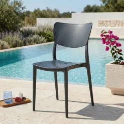 Sedia da giardino esterno bar dehors impilabile polipropilene grigio Tania