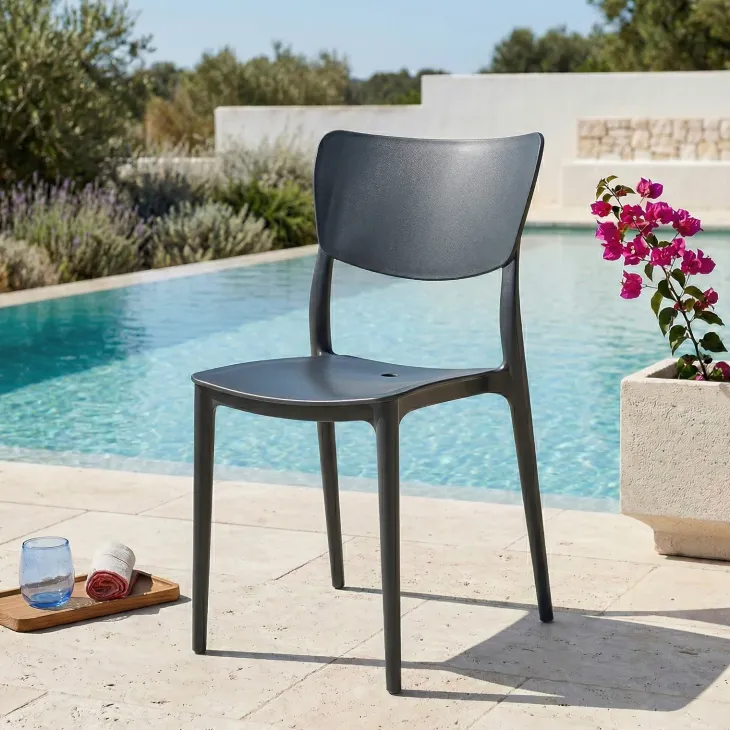 Sedia da giardino esterno bar dehors impilabile polipropilene grigio Tania