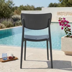 Sedia da giardino esterno bar dehors impilabile polipropilene grigio Tania