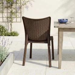 Sedia da giardino esterno bar impilabile polipropilene effetto rattan marrone Rossana