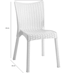 Sedia da giardino esterno bar impilabile polipropilene effetto rattan bianco Rossana