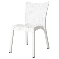 Sedia da giardino esterno bar impilabile polipropilene effetto rattan bianco Rossana