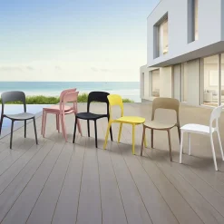 Sedia da giardino esterno bar dehors impilabile polipropilene bianca Halyard