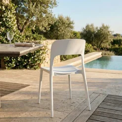 Sedia da giardino esterno bar dehors impilabile polipropilene bianca Halyard