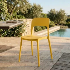 Sedia da giardino esterno bar dehors impilabile polipropilene gialla Halyard