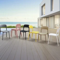 Sedia da giardino esterno bar dehors impilabile polipropilene gialla Halyard