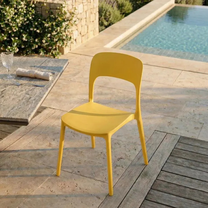 Sedia da giardino esterno bar dehors impilabile polipropilene gialla Halyard