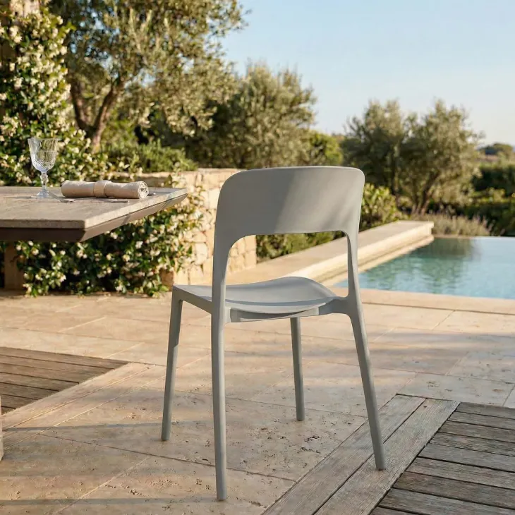 Sedia da giardino esterno bar dehors impilabile polipropilene grigia Halyard