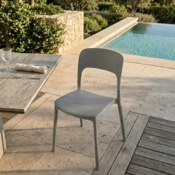 Sedia da giardino esterno bar dehors impilabile polipropilene grigia Halyard