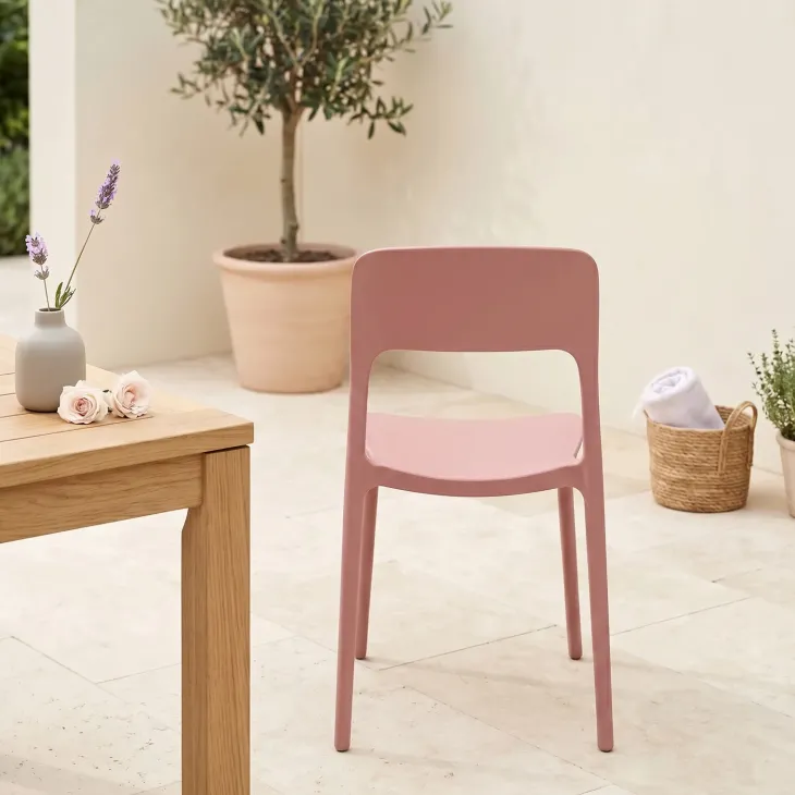 Sedia da giardino esterno bar dehors impilabile polipropilene rosa Halyard-C