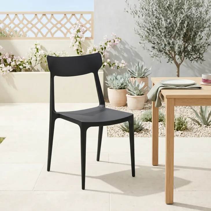 Sedia da giardino esterno bar dehors impilabile polipropilene nero Hans