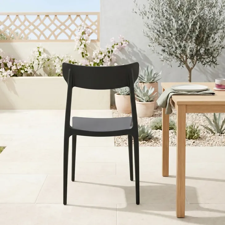 Sedia da giardino esterno bar dehors impilabile polipropilene nero Hans