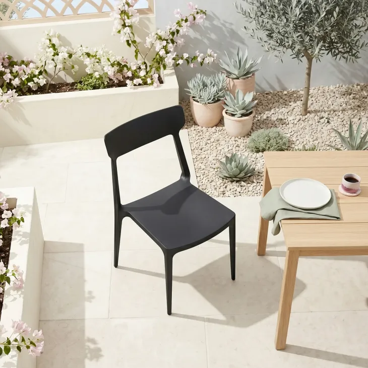 Sedia da giardino esterno bar dehors impilabile polipropilene nero Hans