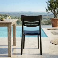Sedia da giardino esterno bar dehors impilabile polipropilene nera Greta