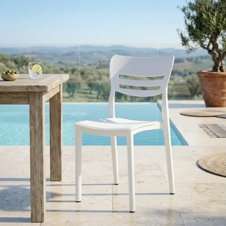 Sedia da giardino esterno bar dehors impilabile polipropilene bianco Greta