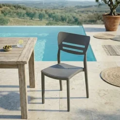 Sedia da giardino esterno bar dehors impilabile polipropilene grigio antracite Greta