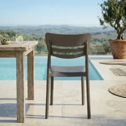 Sedia da giardino esterno bar dehors impilabile polipropilene grigio antracite Greta