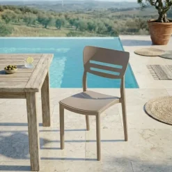 Sedia da giardino esterno bar dehors impilabile polipropilene tortora Greta