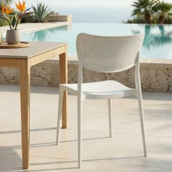 Sedia da giardino esterno bar dehors impilabile polipropilene bianco Aura