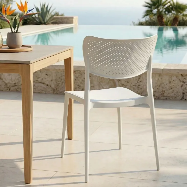 Sedia da giardino esterno bar dehors impilabile polipropilene bianco Aura