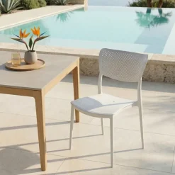 Sedia da giardino esterno bar dehors impilabile polipropilene bianco Aura