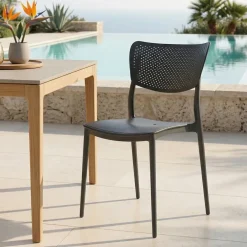 Sedia da giardino esterno bar dehors impilabile polipropilene grigio antracite Aura