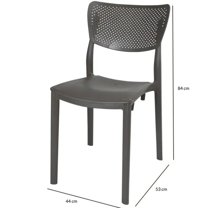 Sedia da giardino esterno bar dehors impilabile polipropilene grigio antracite Aura