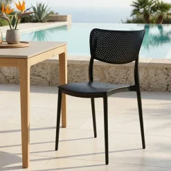 Sedia da giardino esterno bar dehors impilabile plastica nero Aura