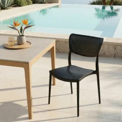 Sedia da giardino esterno bar dehors impilabile plastica nero Aura