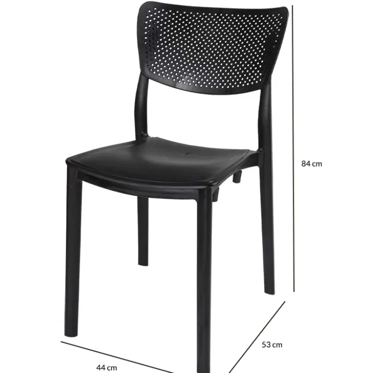 Sedia da giardino esterno bar dehors impilabile plastica nero Aura