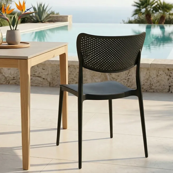 Sedia da giardino esterno bar dehors impilabile plastica nero Aura