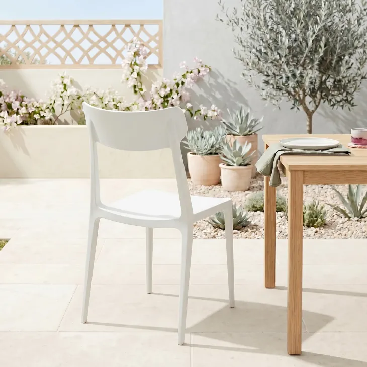 Sedia da giardino esterno bar dehors impilabile polipropilene bianco Hans