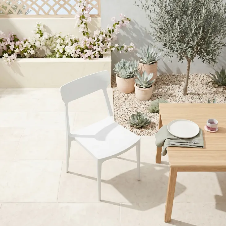 Sedia da giardino esterno bar dehors impilabile polipropilene bianco Hans