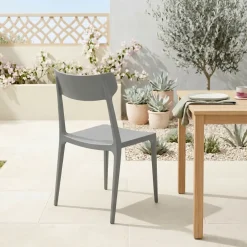 Sedia da giardino esterno bar dehors impilabile polipropilene grigio Hans