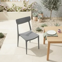 Sedia da giardino esterno bar dehors impilabile polipropilene grigio Hans