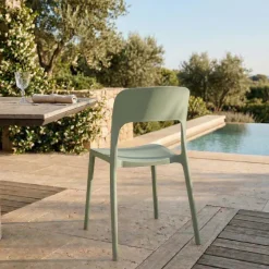 Sedia da giardino esterno bar dehors impilabile polipropilene verde salvia Halyard