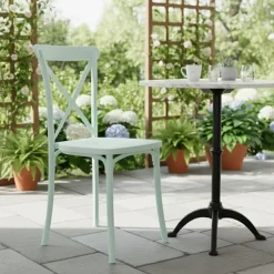 Sedia da giardino esterno impilabile moderna in polipropilene verde acqua Sofia