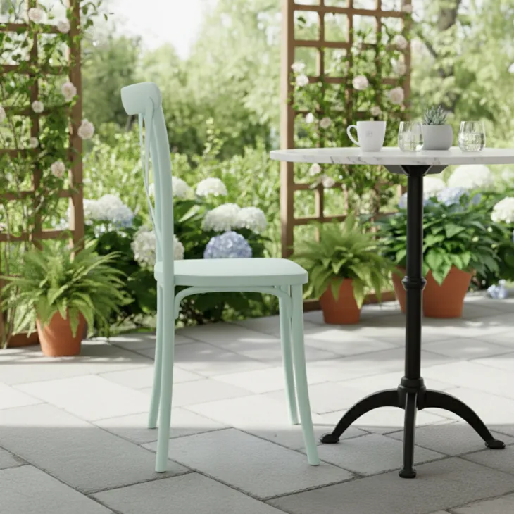Sedia da giardino esterno impilabile moderna in polipropilene verde acqua Sofia