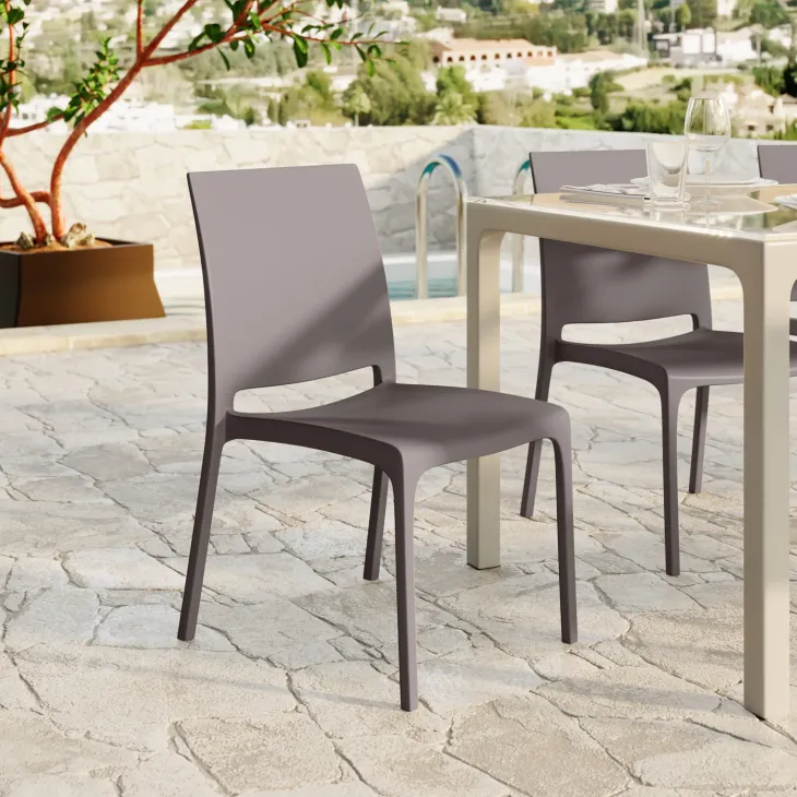 Sedia da giardino impilabile polipropilene grigio tortora Tape Gihome®