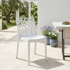 Sedia da giardino impilabile in polipropilene bianco India