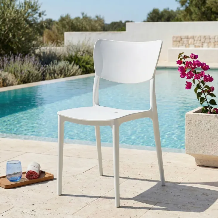 Sedia da giardino impilabile esterno bar dehors polipropilene bianco Tania