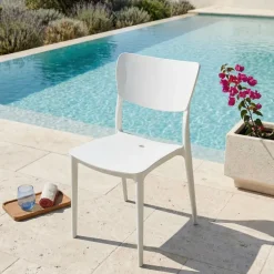 Sedia da giardino impilabile esterno bar dehors polipropilene bianco Tania