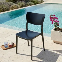 Sedia da giardino impilabile esterno bar dehors polipropilene nero Tania