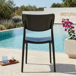 Sedia da giardino impilabile esterno bar dehors polipropilene nero Tania