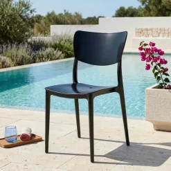 Sedia da giardino impilabile esterno bar dehors polipropilene nero Tania